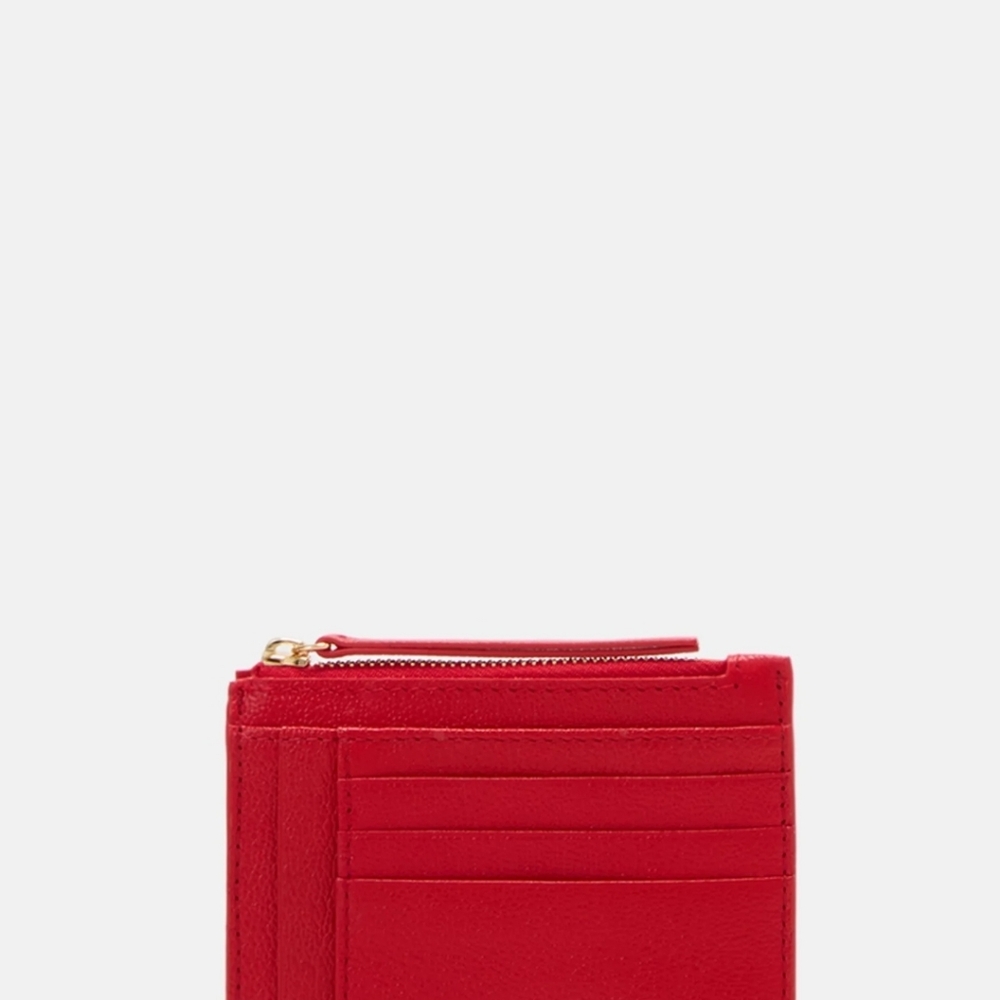 Carolina Herrera Red Leather Card Holder with Gold-Tone Accent - Picture 8 of 8